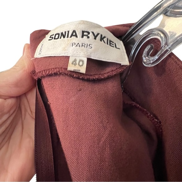 Sonia Rykiel Linen Blend 90’s dress V Neck Large Buttons Paris France 40 US 10 - Picture 5 of 13